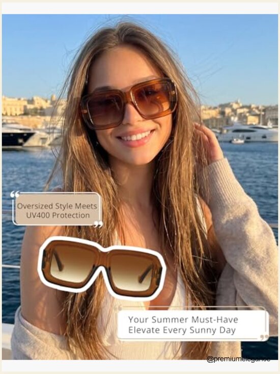 Oversized Chunky Square Sunglasses UV400 Trendy Eyewear